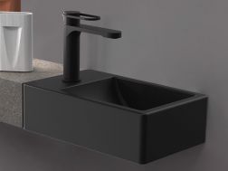 Washbasin, 37 x 23 cm, tap on the left - OXO BLACK MAT