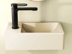 Washbasin, 37 x 23 cm, tap on the left - OXO BEIGE MAT