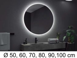 Round mirror, backlit, white light - PORTO