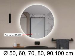 Round mirror, backlit, white light, double sensor: anti-fog and ON/OFF - SINTRA