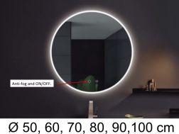 Round mirror, front lighting, double sensor: anti-fog and ON/OFF - COIMBRA