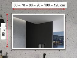 Rectangular mirror, front lighting, adjustable LED color - LEIRIA