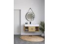 Round mirror, front lighting, black frame - BRAGA