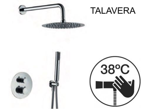 Built-in shower, thermostatic and rain shower head  25 cm - TALAVERA CHROME