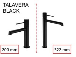 Design washbasin tap, mixer, height 200 and 322 mm - TALAVERA BLACK MAT