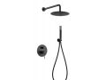 Built-in shower, mixer, round rain cover  25 cm - TALAVERA BLACK