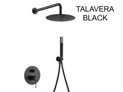 Built-in shower, mixer, round rain cover Ø 25 cm - TALAVERA BLACK