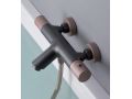 Bathtub mixer with shower, thermostatic - TALAVERA ANTHRACITE / OLD ROSE 