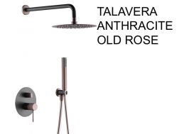 Built-in shower, mixer, round rain cover Ø 25 cm - TALAVERA ANTHRACITE / OLD ROSE 