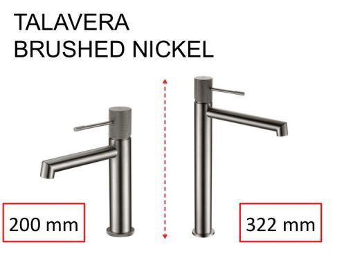 Design washbasin tap, mixer, height 200 and 322 mm - TALAVERA BRUSHED NICKEL