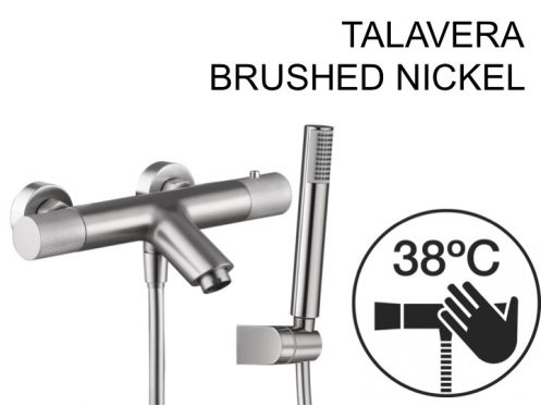 Bathtub mixer with shower, thermostatic - TALAVERA BRUSHED NICKEL 