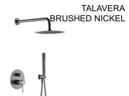 Built-in shower, mixer, round rain cover Ø 25 cm - TALAVERA BRUSHED NICKEL 