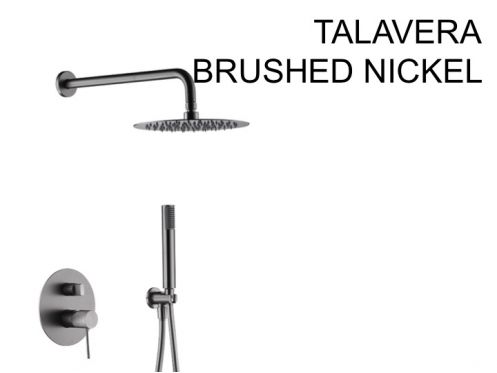 Built-in shower, mixer, round rain cover  25 cm - TALAVERA BRUSHED NICKEL 