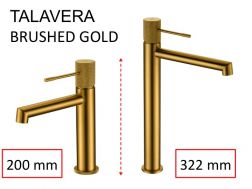 Design washbasin tap, mixer, height 200 and 322 mm - TALAVERA BRUSHED GOLD