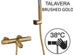 Bathtub mixer with shower, thermostatic - TALAVERA BRUSHED GOLD 