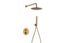 Built-in shower, thermostatic and rain shower head  25 cm - TALAVERA BRUSHED GOLD 