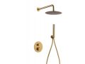 Built-in shower, thermostatic and rain shower head  25 cm - TALAVERA BRUSHED GOLD 
