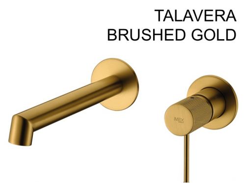 Recessed wall-mounted faucet, single lever, length 194 mm - TALAVERA BRUSHED GOLD 