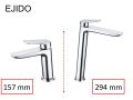 Design washbasin tap, mixer, height 157 and 294 mm - EJIDO BLACK