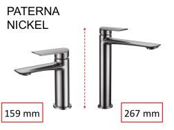 Design washbasin tap, mixer, height 159 and 267 mm - PATERNA nickel brossé
