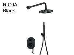 Built-in shower, mixer, round rain cover Ø 25 cm - RIOJA BLACK