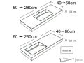 Designer washbasin, 120 x 50 cm, in Solid-Surface mineral resin - COPER 45