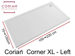 Shower tray, left corner drain - CORIAN ® CORNER LEFT