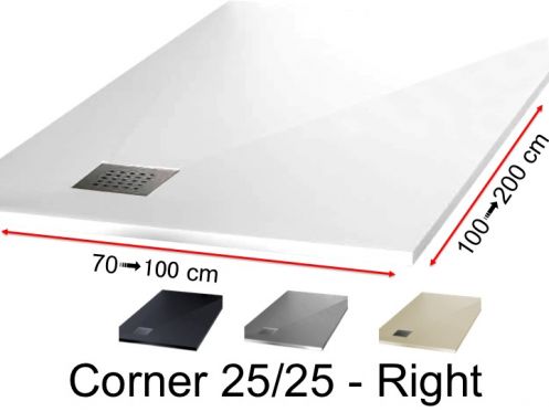 Shower tray with right-angled drain - CORNER Right