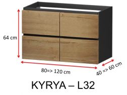 Four symmetrical drawers, for central washbasin, height 64 cm - KYRYA L32