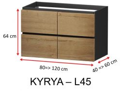 Four symmetrical drawers, for offset washbasin, height 64 cm - KYRYA L45