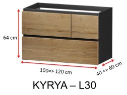 Three drawers: 2 upper and one lower, height 64 cm, vanity unit - KYRYA L30