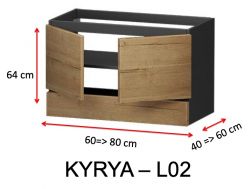 Two doors and one lower drawer, height 64 cm, for vanity unit - KYRYA L02
