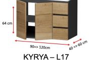 Two doors and three drawers, height 64 cm, for vanity unit - KYRYA L17