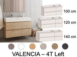 Furniture set 4 drawers 100 - 120 - 140 cm __plus__ left basin __plus__ mirror - VALENCIA 4T