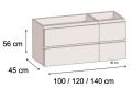 Furniture set 4 drawers 100 - 120 - 140 cm __plus__ left basin __plus__ mirror - VALENCIA 4T