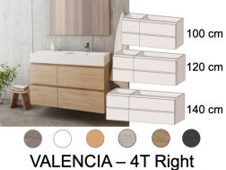 Vanity unit with 4 drawers 100 - 120 - 140 cm __plus__ straight basin __plus__ mirror - VALENCIA 4T