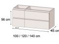 Vanity unit with 4 drawers 100 - 120 - 140 cm __plus__ straight basin __plus__ mirror - VALENCIA 4T