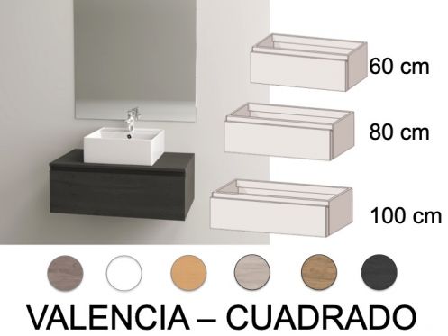 Vanity unit __plus__ washbasin __plus__ mirror - VALENCIA CUADRADO �