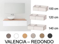 Vanity unit with 2 drawers 100 - 120 - 140 cm __plus__ countertop washbasin __plus__ mirror - VALENCIA REDONDO
