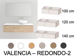 Vanity unit with 2 drawers 100 - 120 - 140 cm __plus__ countertop washbasin __plus__ mirror - VALENCIA REDONDO-2