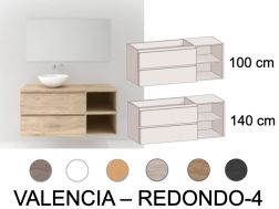 Furniture set 120 - 140 cm - 2 drawers __plus__ 2 niches __plus__ countertop washbasin __plus__ mirror - VALENCIA REDONDO 4