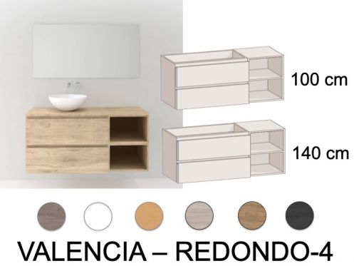 Furniture set 120 - 140 cm - 2 drawers __plus__ 2 niches __plus__ countertop washbasin __plus__ mirror - VALENCIA REDONDO 4