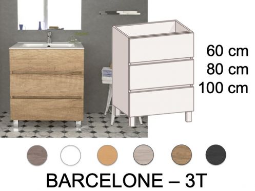 Vanity set with 3 drawers __plus__ washbasin __plus__ mirror - BARCELONE 3T