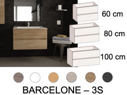 Vanity set with 3 drawers __plus__ washbasin __plus__ mirror - BARCELONE 3S
