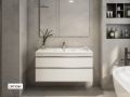 Vanity set with 2 drawers __plus__ washbasin __plus__ mirror - TARRAGONE 2T Chrome