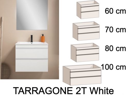 Vanity set with 2 drawers __plus__ washbasin __plus__ mirror - TARRAGONE 2T White