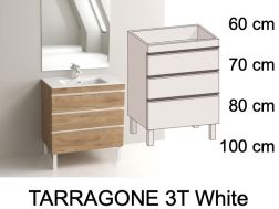 Vanity set with 3 drawers __plus__ washbasin __plus__ mirror - TARRAGONE 3T White