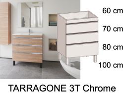 Vanity set with 3 drawers __plus__ washbasin __plus__ mirror - TARRAGONE 3T Chrome