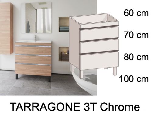 Vanity set with 3 drawers __plus__ washbasin __plus__ mirror - TARRAGONE 3T Chrome