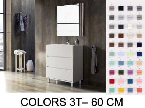 Vanity set with  60 cm - 3 drawers __plus__ washbasin __plus__ mirror - COLORS FORTY 3T